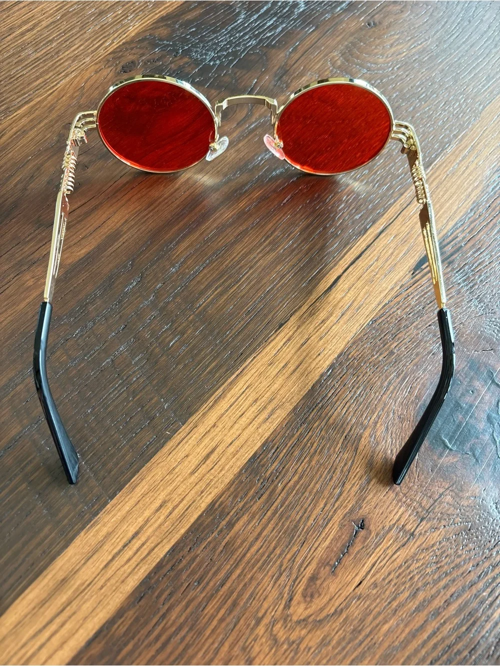 Steampunk Sun Glasses, Vintage Style Round Vibrant Red AIEYEZO, Halloween OS